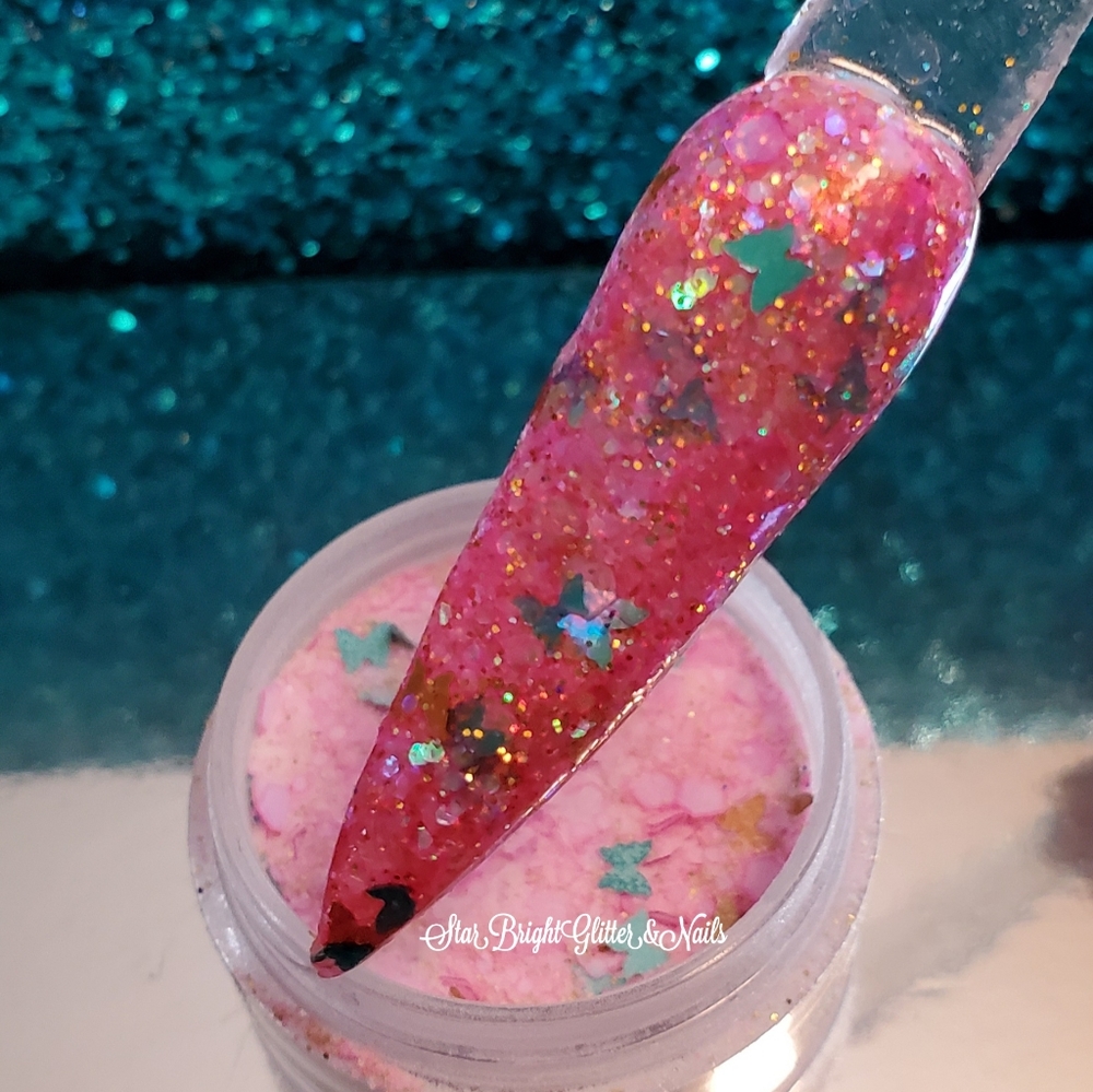 Custom "Strawberry Butterfly" Nail Acrylic